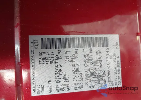 2017 Nissan Pathfinder Sv z USA, uszkodzony, nr VIN 5N1DR2MN4HC673145